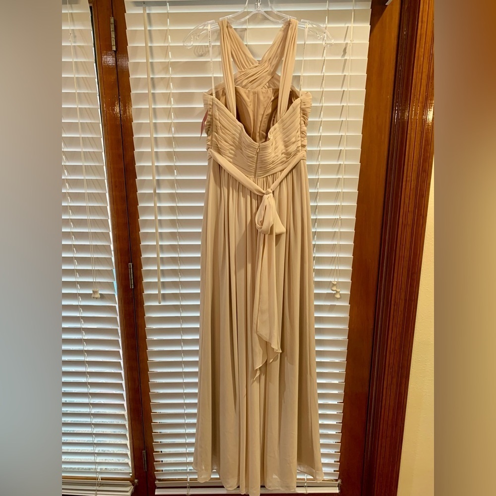 Watters & Watters Micah Dress Crinkle Chiffon Halter French Vanilla Sz 4 NWT - Picture 3 of 7